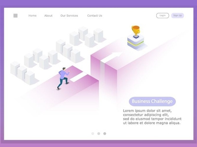 Business challenge business challenge challenges concept courage cup design fear illustration isometric jump run success vector web wine young guy