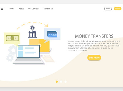 transfer money from computer app cartoon concept design flat icon illustration online vector web