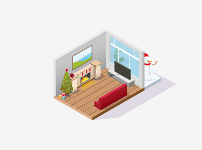 merry Christmas concept design fireplace holidays house house illustration illustration isometric merry christmas vector winter