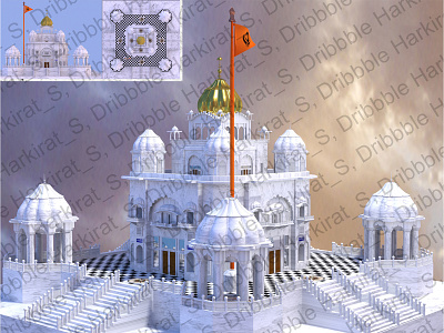 3D Temple (Gurudwara) 3d 3d model 3dsmax design