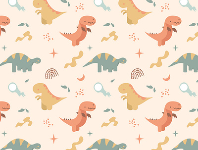 Childish Cute Dino Digital Paper animal baby pattern childish pattern dino dinosaur fabric seamless textile pattern