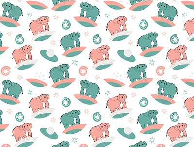 Wild Cute Elephant Digital Paper all over print animal baby clothing baby pattern childish pattern clothing galaxy illustration moon planet repeat seamless pattern space star textile pattern