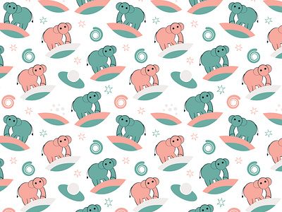 Wild Cute Elephant Digital Paper all over print animal baby clothing baby pattern childish pattern clothing galaxy illustration moon planet repeat seamless pattern space star textile pattern