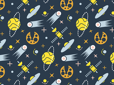 Space Doodle Illustration Seamless Pattern