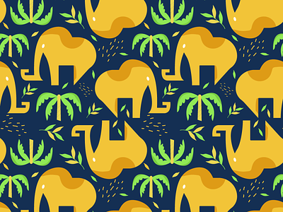 Wild Cute Elephant Digital Paper all over print animal animal with plant baby pattern baby product childish pattern elephant graphics graphic pattern greeting card illustration packaging repeat pattern seamless pattern stationary item textile graphics textile pattern yellow pattern