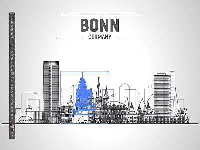 Bonn (Germany) vector line skyline illustration with landmarks