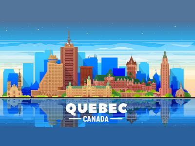 Quebec vector illustration business canada capital city cityscape creative illustration landmarks quebec shop skyline vector