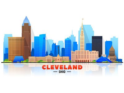 Cleveland skyline branding buy city cleveland creative market design illustration landmarks logo shop skyline ui us ux vector