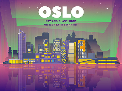 Oslo skyline city graphic illustration norway oslo scandinavia skyline tourism