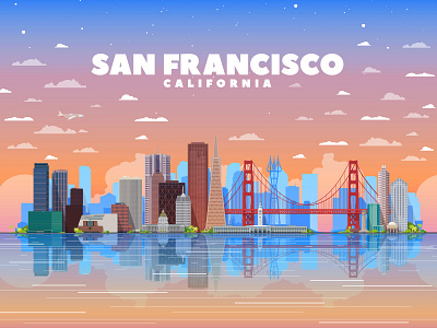 San Francisco skyline california city illustration san francisco usa vector