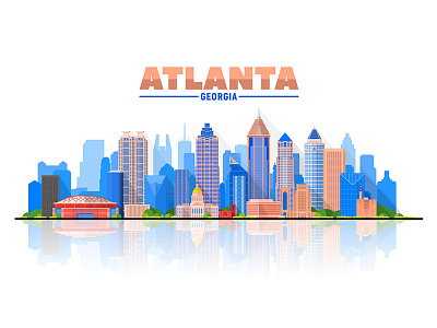 Atlanta skyline atlanta georgia illustration skyline us usa
