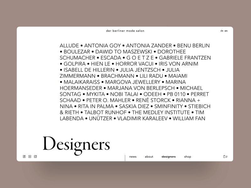 DBMS Designers Page Animation website web design ux ui transition team page layout interface gif fashion design fashion designers clean berlin animation about page
