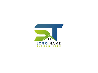 ST real estate logo gradian logo graphic design green home logo icon logo real estate logo st logo vector