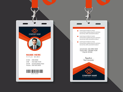 professional creative id card design branding business cards company corporate corporate card creative design double side graphic design id id card identity modern orange professional simple stationary template vector