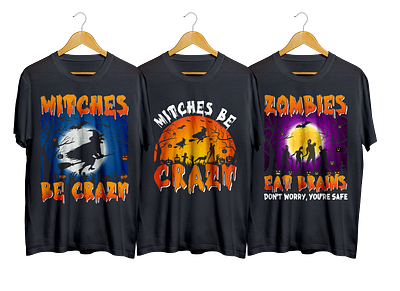 Trendy Halloween t shirt design creative halloween halloween t shirt happy halloween illustration retro trendy vintage witches be crazy zombies eat brains