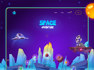 Space adventure - Web Concept Design 🎮 character design character web cosmos cosmos game cosmos ui game game concept game design game product design game website gura nicholson gurami chachua guranicholson new ui play game product design space trend ui 2020