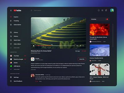 Youtube Redesign concept - Dark theme black and red black red green dark theme gura nicholson redesign redshift ubuntu uiux user experience user interface website youtube youtube concept youtube dark theme youtube redesign youtube redesigned youtube social