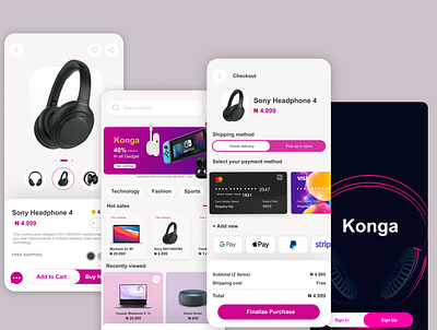 Konga redesigned UI 3d animation branding graphic design logo motion graphics ui