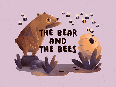 The bear and the bees bear bee beehive character character design digital art digital illustration fable illustration kidlit kidlit art picture book procreate procreate art
