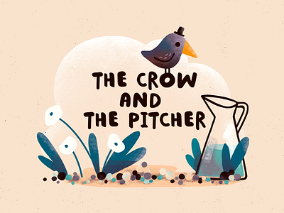 The crow and the pitcher character character design crow digital art digital illustration fable illustration kidlit kidlit art picture book pitcher procreate procreate art
