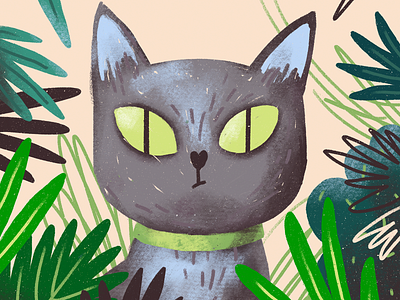 Cat eyes cat eyes green illustration leaves plants procreate