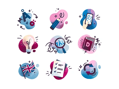 Sandberg icon set brand illustration copywriting digital illustration icon set icons illustration linguistic procreate seo services translations