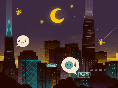 "Goodnight, Startup!" book illustration city cityscape digital illustration illustration lights night procreate san francisco skyline