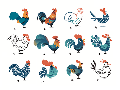 Rooster Style Exploration bird bird illustration birds character chicken digital illustration illustration procreate rooster style