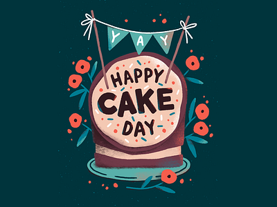 Happy Cake Day birthday card cake digital illustration floral flowers greeting card illustration procreate