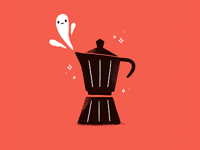 Spooky Breakfast — Moka Pot breakfast coffee coffee maker digital illustration food illustration ghost illustration moka pot procreate spooky