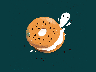 Spooky Breakfast — Bagel bagel breakfast digital illustration food food illustration ghost illustration procreate spooky