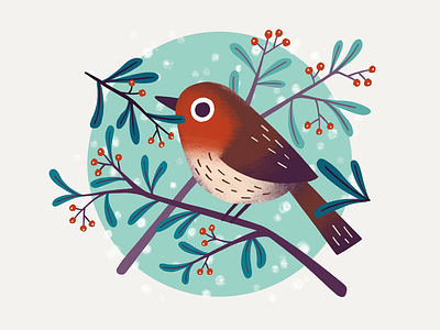 Winter bird animal bird character digital art digital illustration illustration procreate procreate art robin snow snowy winter