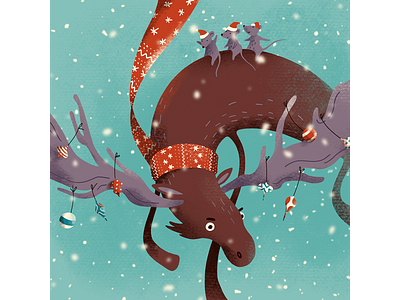 Christmas moose ride character christmas christmas decorations digital art digital illustration fun illustration moose moosesnowboards procreate procreate art ride rider scarf snowflakes winter xmas