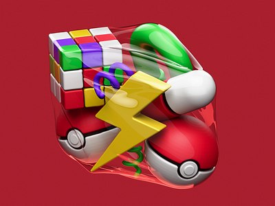 Who's That Pokémon? 3d c4d design graphic design illustration plastic pokeball pokémon red render ui