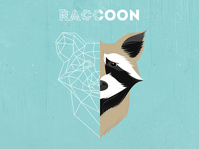 Raccoon animal blue illustration poly raccoon