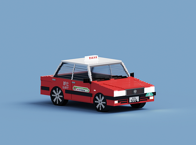 A Red Japan Taxi 3d voxel japan magica voxel red taxi transportation voxel