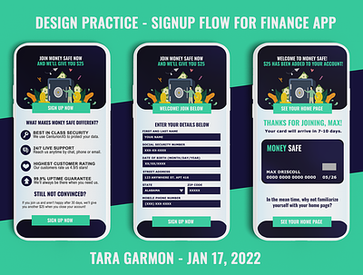 Signup User Flow for a Finance App app design graphic design ui ux