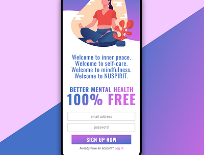 Nuspirit Mental Health App Login Page UI/UX app design graphic design ui ux
