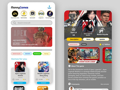 UI App : MannyGames App animation app design graphic design illustration typography ui