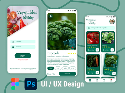 UI UX Design Vegetables apps design design design grafich healty illustration ui ux vegetables web design wireframe