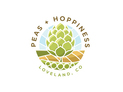 Peas + Hoppiness Logo Comp farm food line art logo