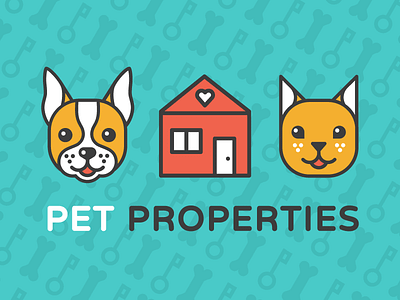 Pet Properties Logo boston terrier cat design dog bone home icon illustration kitten logo pattern puppy realty
