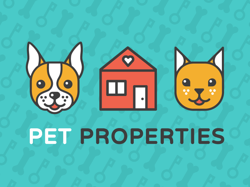 Pet Properties Logo dog bone design pattern icon illustration logo puppy kitten cat realty home boston terrier