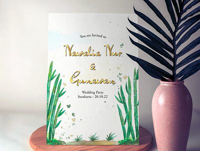 Watercolor painting in wedding invitation front cover design graphic design invitation painting watercolor