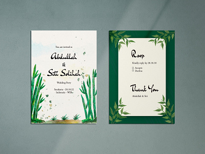 Bamboo watercolor wedding invitation