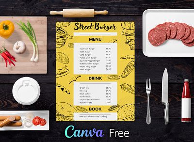 Free Canva Restaurant Menu Template branding design food graphic design menu restaurant ui