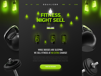 Night Theme for Fitness Sell fitness landing night web