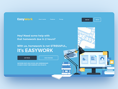 Easy Work design flat landing web