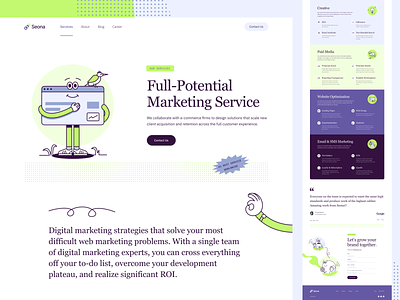 Digital Marketing Agency - Website #2 Service Page animation branding design digital marketing website graphic design illustration logo marketing website agency ui ux web web design agency website website illustrations