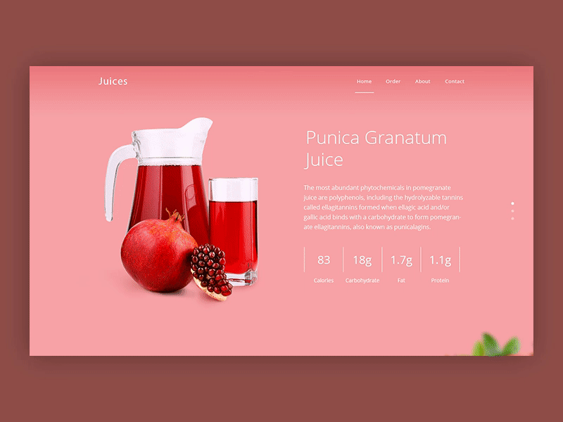 Juices animation color design interaction minimalist simple slide ui web